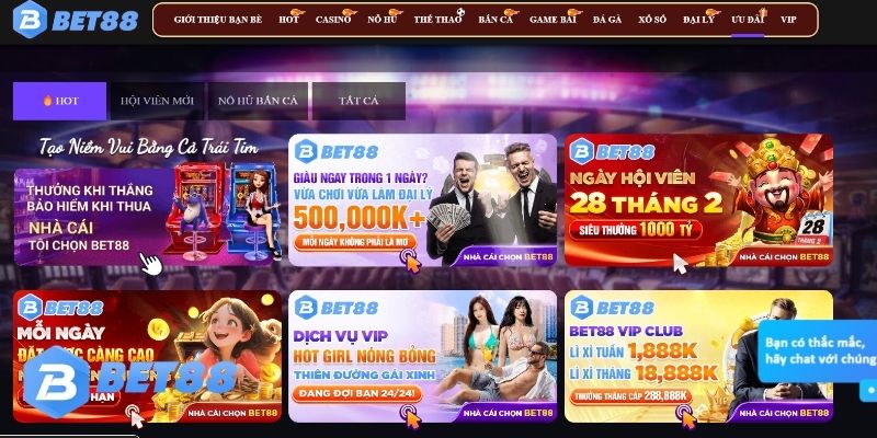 Những chương trình ưu đãi cuốn hút tại nhà cái Bet88